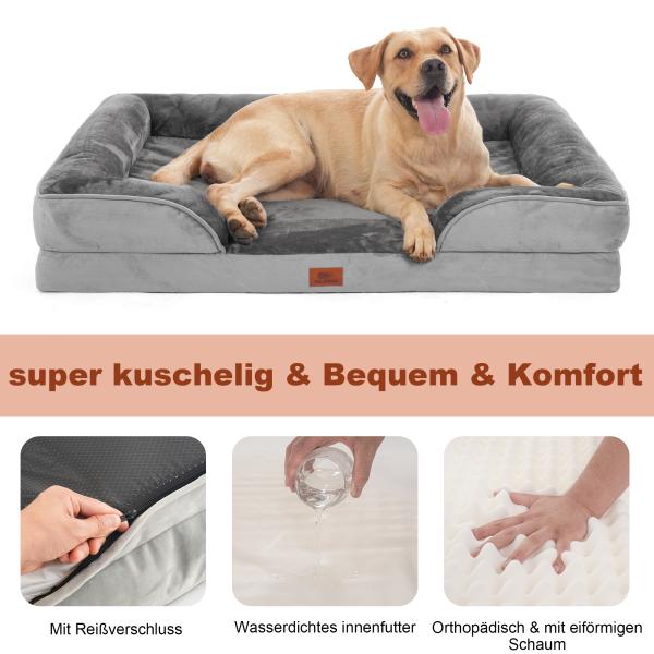 Hundesofa Grosse Hunde, Hundecouch Flauschig, Hundebett Waschbar, rutschfest Hundebetten, Weich Bequem Hundebett, Haustierbett für mittlere große Hunde (89 * 63 * 18cm)